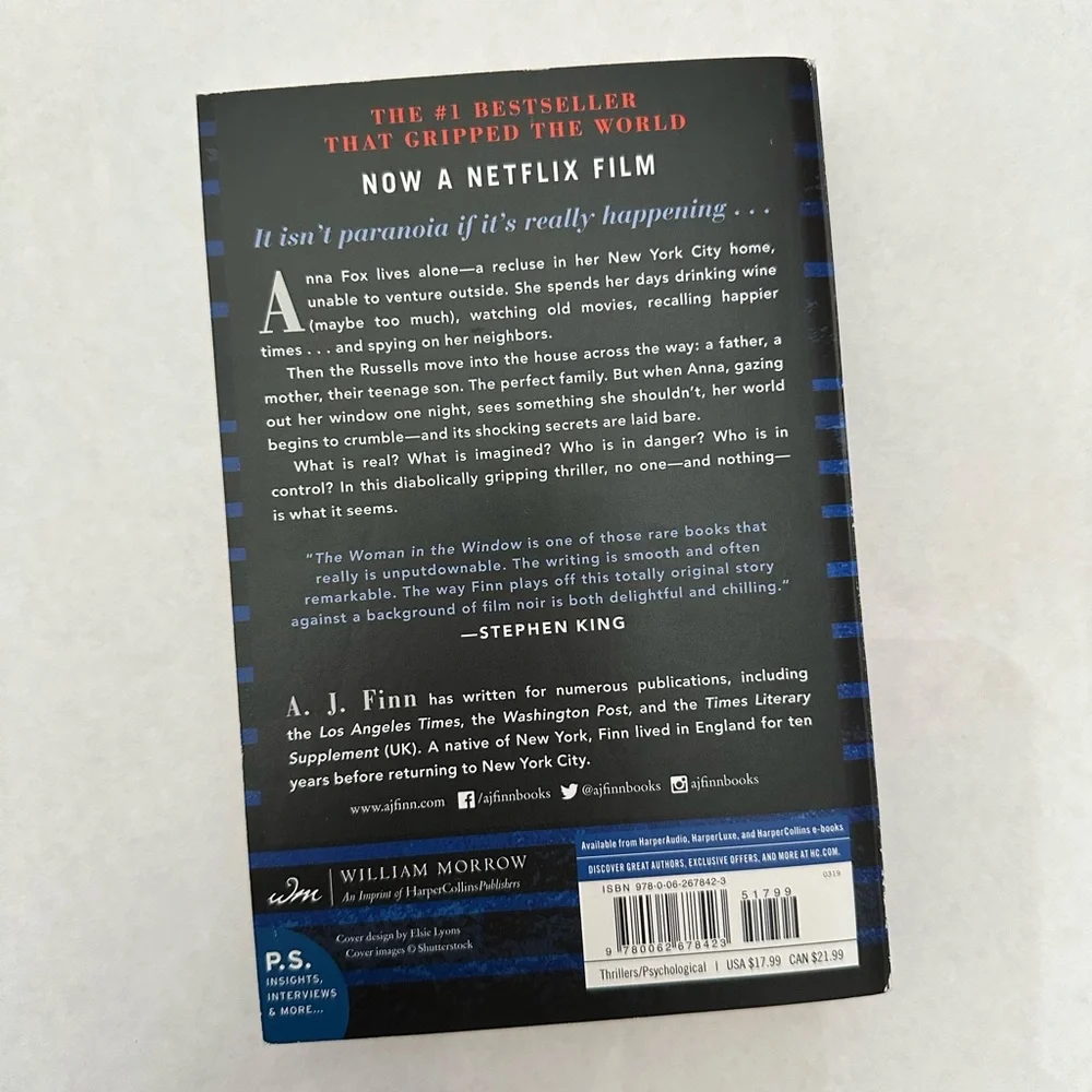The Woman in the Window by A. J. Finn Paperback Book